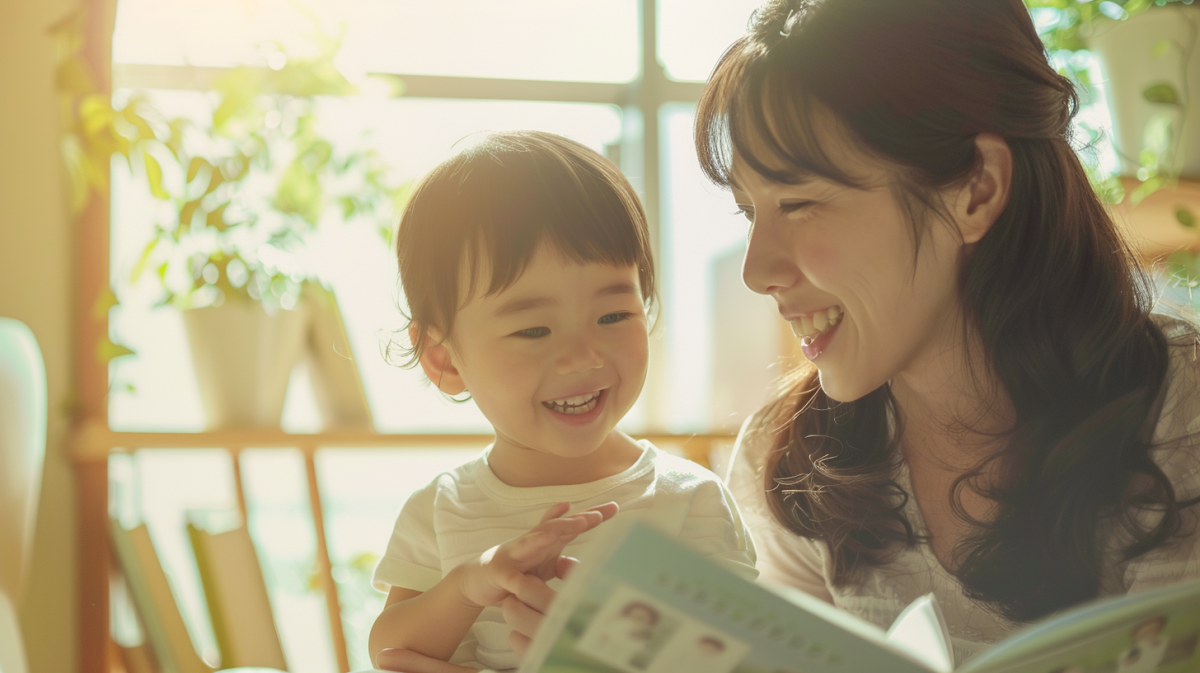 北広島市近郊で小児矯正を検討する親子が笑顔で過ごす様子。安心感と明るい未来をイメージした写真。