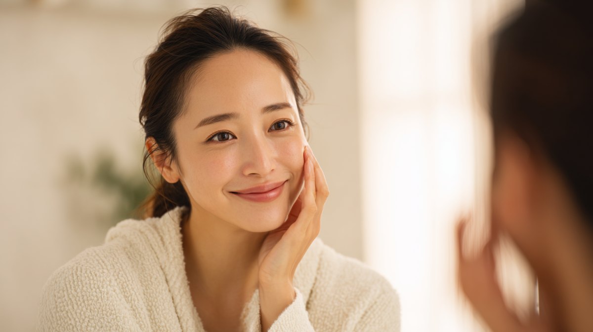 saiwai_A_sophisticated_and_serene_photograph_of_a_smiling_Jap_4873e681-b89e-4942-98f7-3b547d057752_3 - 小児矯正は北海道北広島市にある歯医者のさいわいデンタルクリニック札幌大曲 千歳市からも通いやすい明るい歯科医院で、自分らしい笑顔と整った生活をイメージする晴れやかな女性